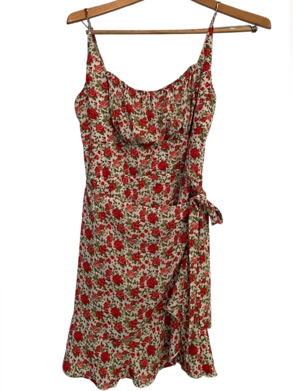 Red and Green Floral Slip Dress